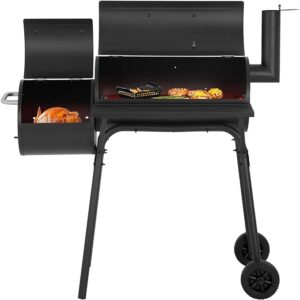 43’’ Charcoal Grills Outdoor BBQ Grill Camping Grill American Braised Roast Portable Grill Offset Smoker for 6-10 People Patio Backyard Camping Picnic BBQ