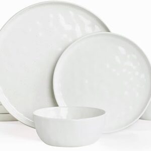 Famiware Mars Plates and Bowls Set, 12 Pieces Dinnerware Sets, Dishes Set for 4, White