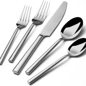 Alata Potter 20-Piece Forged Silverware Set Stainless Steel Flatware Set Cutlery Set,Service for 4,Mirror Finish,Dishwasher Safe