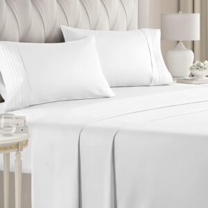 King Size 4 Piece Sheet Set – Comfy Breathable & Cooling Sheets – Hotel Luxury Bed Sheets for Women & Men – Deep Pockets, Easy-Fit, Extra Soft & Wrinkle Free Sheets – White Oeko-Tex Bed Sheet Set