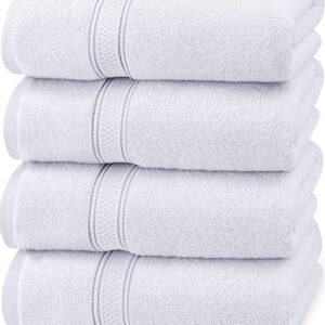 Utopia Towels 4 Pack Premium Bath Towels Set, (27 x 54 Inches) 100% Ring Spun Cotton 600GSM, Lightweight and Highly Absorbent Quick Drying Towels, Perfect for Daily Use (White)