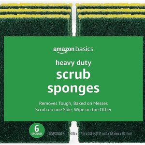 Amazon Basics Heavy Duty Sponges, 6 Count, Yellow/Green