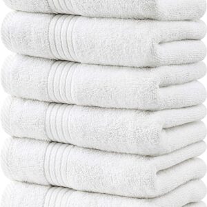 Utopia Towels 6 Piece Premium Hand Towels Set, (16 x 28 inches) 100% Ring Spun Cotton, Lightweight and Highly Absorbent Towels for Bathroom, Travel, Camp, Hotel, and Spa (White)