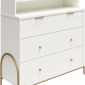 CosmoLiving by Cosmopolitan Anastasia Dresser w/Hutch, 4 Drawer, White